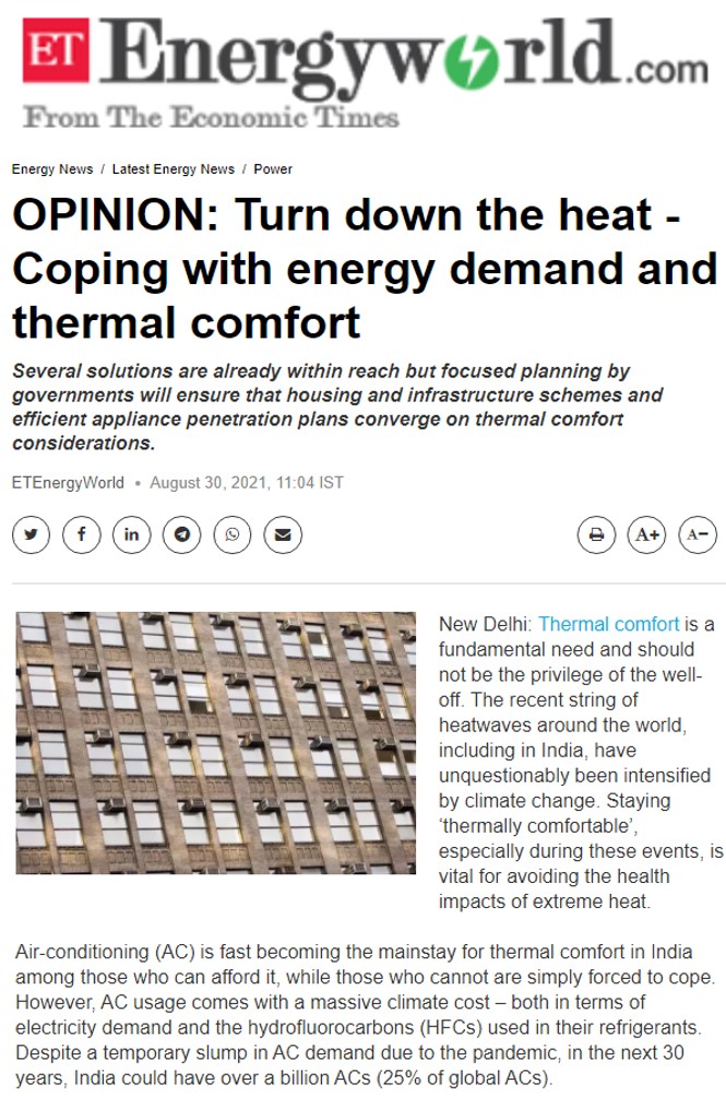 Turn Down the Heat – Coping With Energy Demand and Thermal Comfort