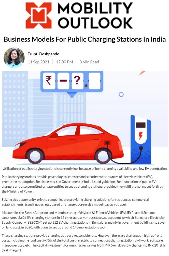 Business Models for Public Charging Stations in India