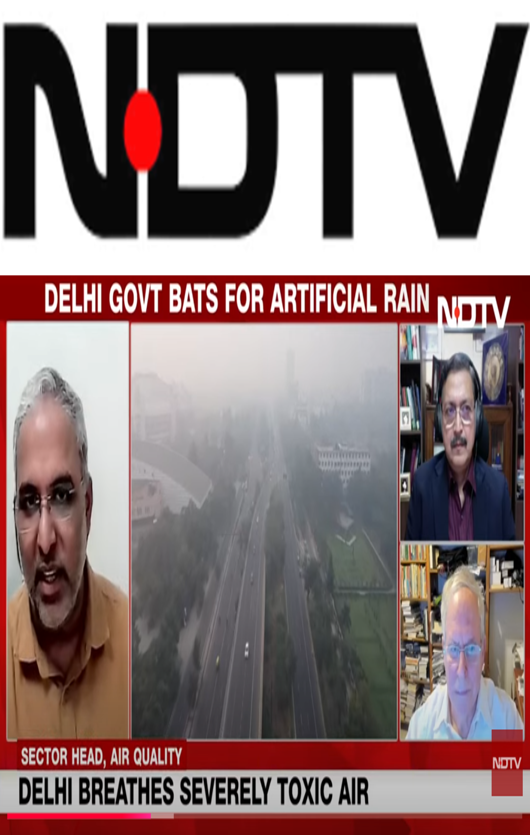 R Subramanian spoke on the potential of artificial rain in fighting Delhi’s pollution in a panel discussion on NDTV