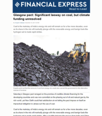 CSTEP ED Dr Jai Asundi Quoted by the Financial Express on the Glasgow Climate Summit