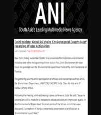 CSTEP mentioned in an article by ANI on Delhi’s winter action plan