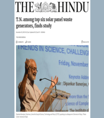 CSTEP’s study on solar panel waste generation and Anjali Taneja’s quote on the need to improve public transit systems mentioned in an article in Hindu