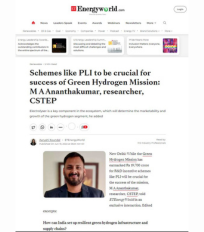 Murali R Ananthakumar’s interview on the status of India’s Green Hydrogen Mission was published in ETEW