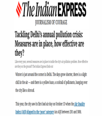 Swagata Dey quoted on Delhi’s deteriorating air pollution in an article in The Indian Express