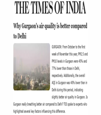 Piyush Bhardwaj quoted on the reasons behind Delhi’s poor air quality compared with Gurgaon in the Times of India