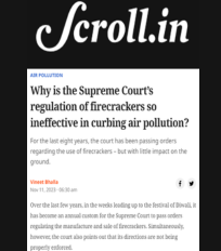 R Subramanian quoted on air pollution from firecrackers in an article in Scroll