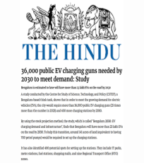 CSTEP’s report Bengaluru 2030: EV charging demand and infrastructure covered by The Hindu
