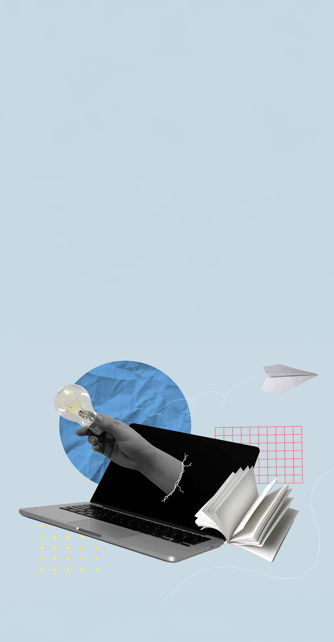 Blog Banner Blog banner A visual representation of brainstorming with a laptop, lightbulb, and paper elements