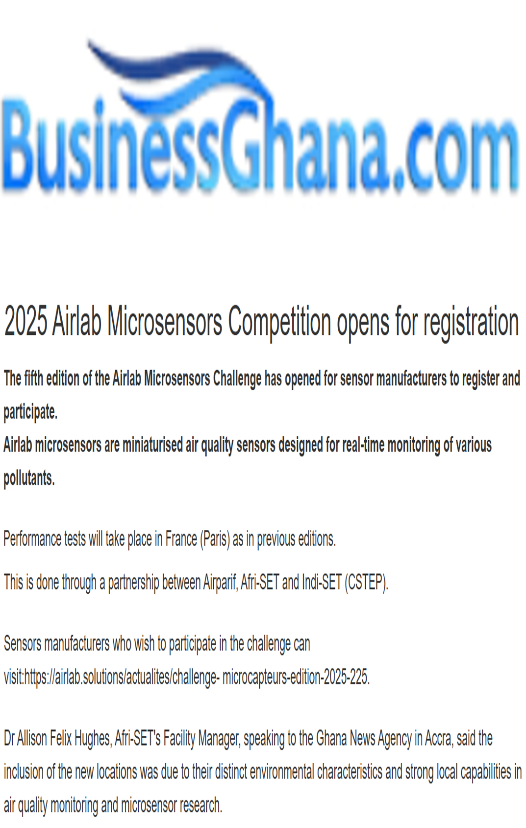 CSTEP’s partnership mentioned in an article in BuisenessGhana