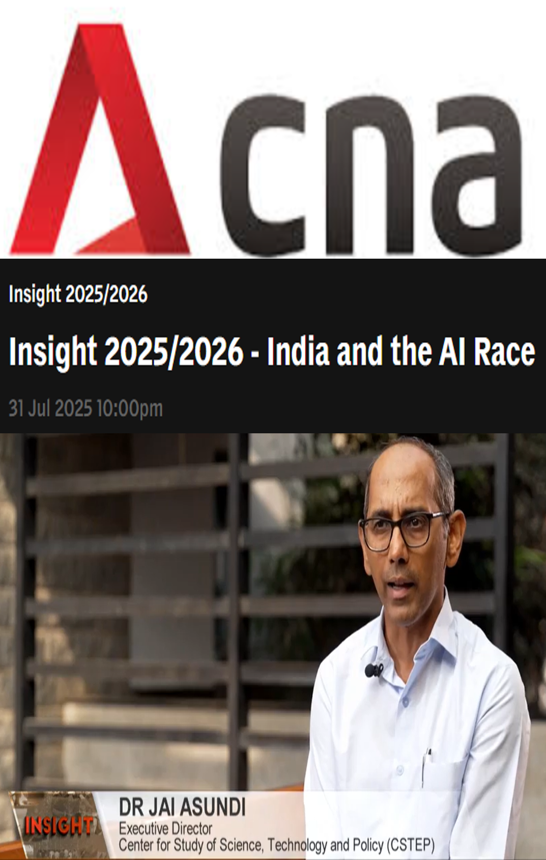 Jai Asundi spoke about AI in an interview with CNA