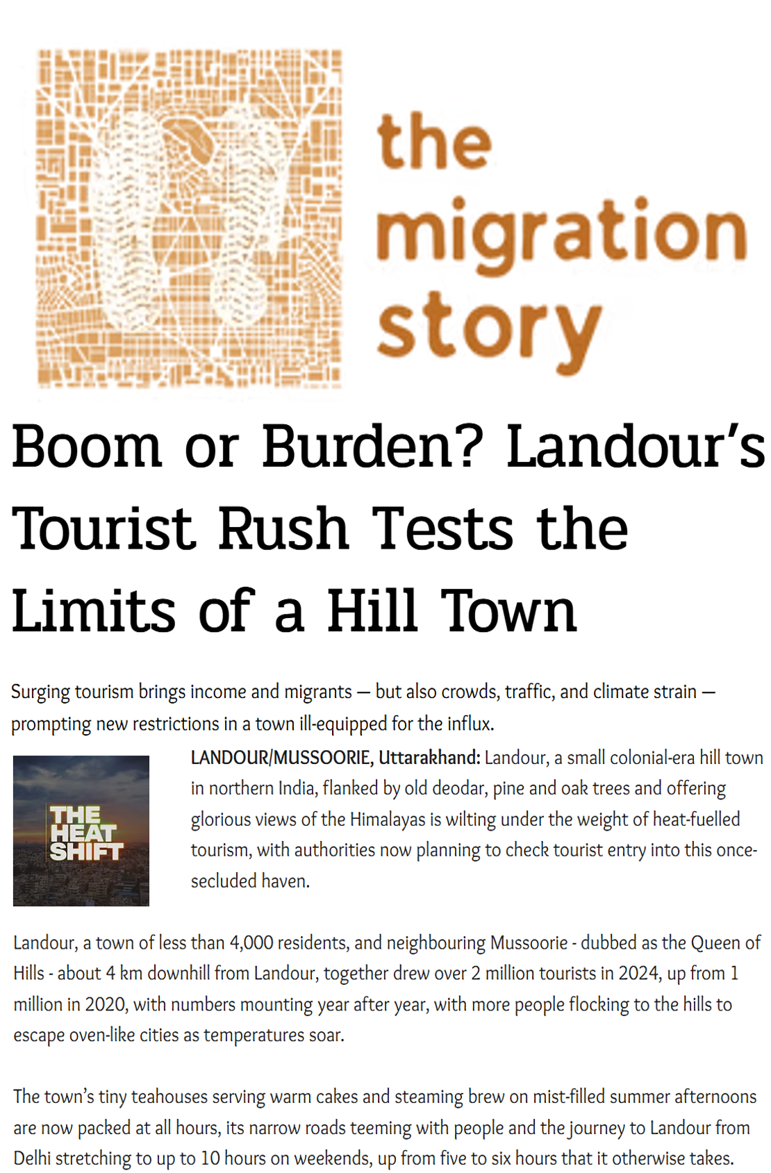 Manish Kumar quoted on the impacts of rising temperatures in hill stations in an article in The Migration Story