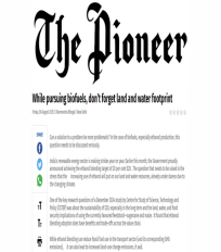 CSTEP’s study ‘Towards the long-term sustainability of ethanol use in India’ mentioned in an article in The Pioneer