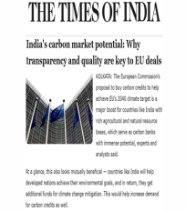 Krithika Ravishankar quoted on the risks of relying on the EU for demand for domestic carbon credits in an article in The Times of India