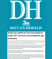 CSTEP’s report ‘Namma SAFARI: Low-Carbon Development Pathways for Karnataka’ covered by Deccan Herald