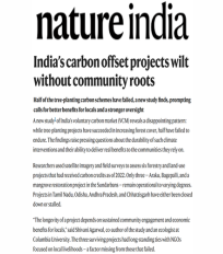 Kritika Ravishankar quoted on the disadvantages of current validations for carbon farming projects in an article in Nature India