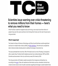 CSTEP’s study on rising sea levels in Indian coastal cities mentioned in an article in The Cool Down