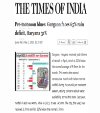 Manish Kumar quoted on below-normal pre-monsoon rainfall in North India in an article in The Times of India
