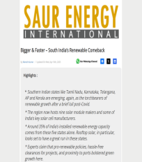 Saptak Ghosh quoted on why Karnataka could achieve high targets of renewable energy in an article in Saur Energy