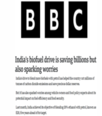 Ramya Natarajan quoted on the disadvantages of diverting maize for ethanol in an article in BBC