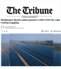 The Tribune covered an MoU signing between CSTEP and the District Administration of Hoshiarpur to develop a comprehensive roadmap to transform Hoshiarpur into a net-zero and climate-resilient city.