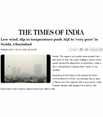 In an article by The Times of India, Piyush Bhardwaj spoke about the deterioration in air quality in the Delhi-NCR region.