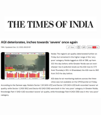 In an article by The Times of India, Piyush Bhardwaj noted that satellite data shows worsening air quality in upper IGP states and that La Niña and winter will trap emissions and intensify pollution