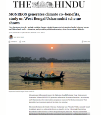 CSTEP’s study mentioned in and Tashina Madappa quoted by The Hindu on the climate co-benefits of MGNREGS
