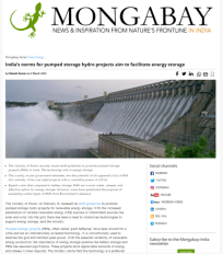 Dr Ammu Susanna Jacob quoted by Mongabay India on challenges faced by pumped storage projects in India
