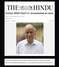 Padma Vibhushan, Dr VS Arunachalam, Founder & Chairman, CSTEP, passes away
