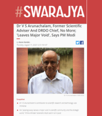 CSTEP Founder & Chairman Dr VS Arunachalam passes away