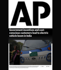 Thirumalai NC was quoted by the Associated Press on the viability of electric vehicles
