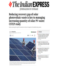 CSTEP’s study mentioned and Anjali Taneja quoted on solar photovoltaic waste management in the Indian Express