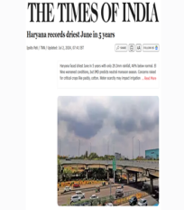 Indu quoted on the increasing impacts of climate change in an article in The Times of India