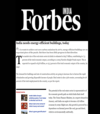 CSTEP’s study on decarbonising the buildings sector and Sarah’s quote published in an article in Forbes India