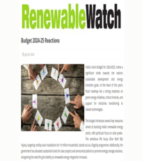 Anjali Taneja’s and Ammu Susanna Jacob’s budget reactions published in Renewable Watch