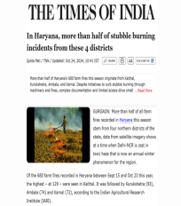 Swagata Dey quoted on why farmers resort to stubble burning in an article in The Times of India