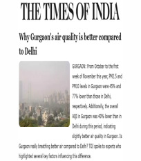 Piyush Bhardwaj quoted on the reasons behind Delhi’s poor air quality compared with Gurgaon in the Times of India