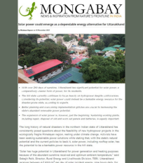 CSTEP Sector Head, Energy and Power, Abhishek Nath Quoted by Mongabay on Uttarakhand’s Rooftop Solar Expansion Programme
