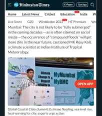 Jai Asundi quoted by Hindustan Times on the rising sea level