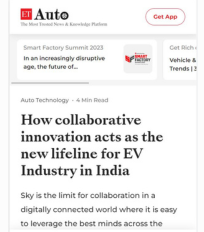 CSTEP mentioned in an article in ET Auto for its role in driving collaboration in electric vehicle innovation