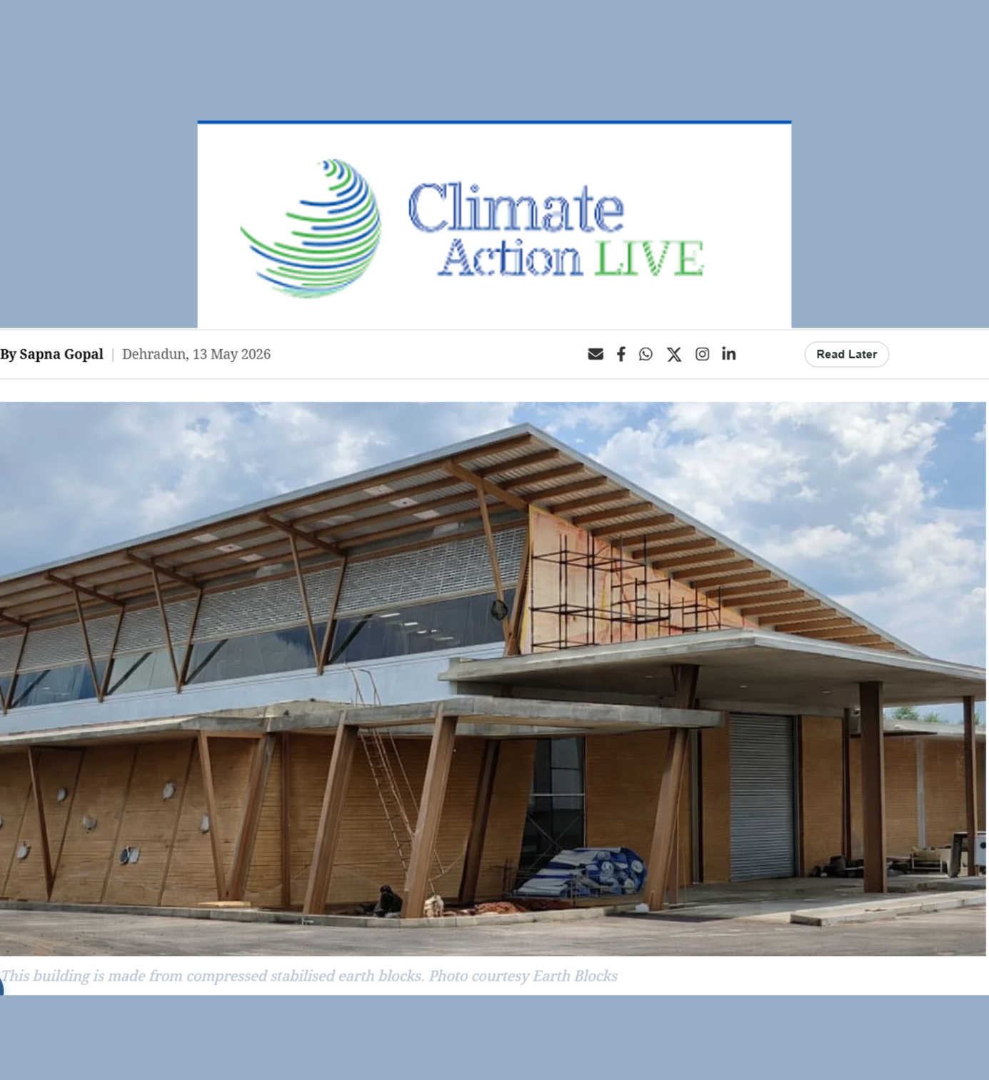 Divya Davis was quoted in an article by Climate Action Live on alternative materials for sustainable construction