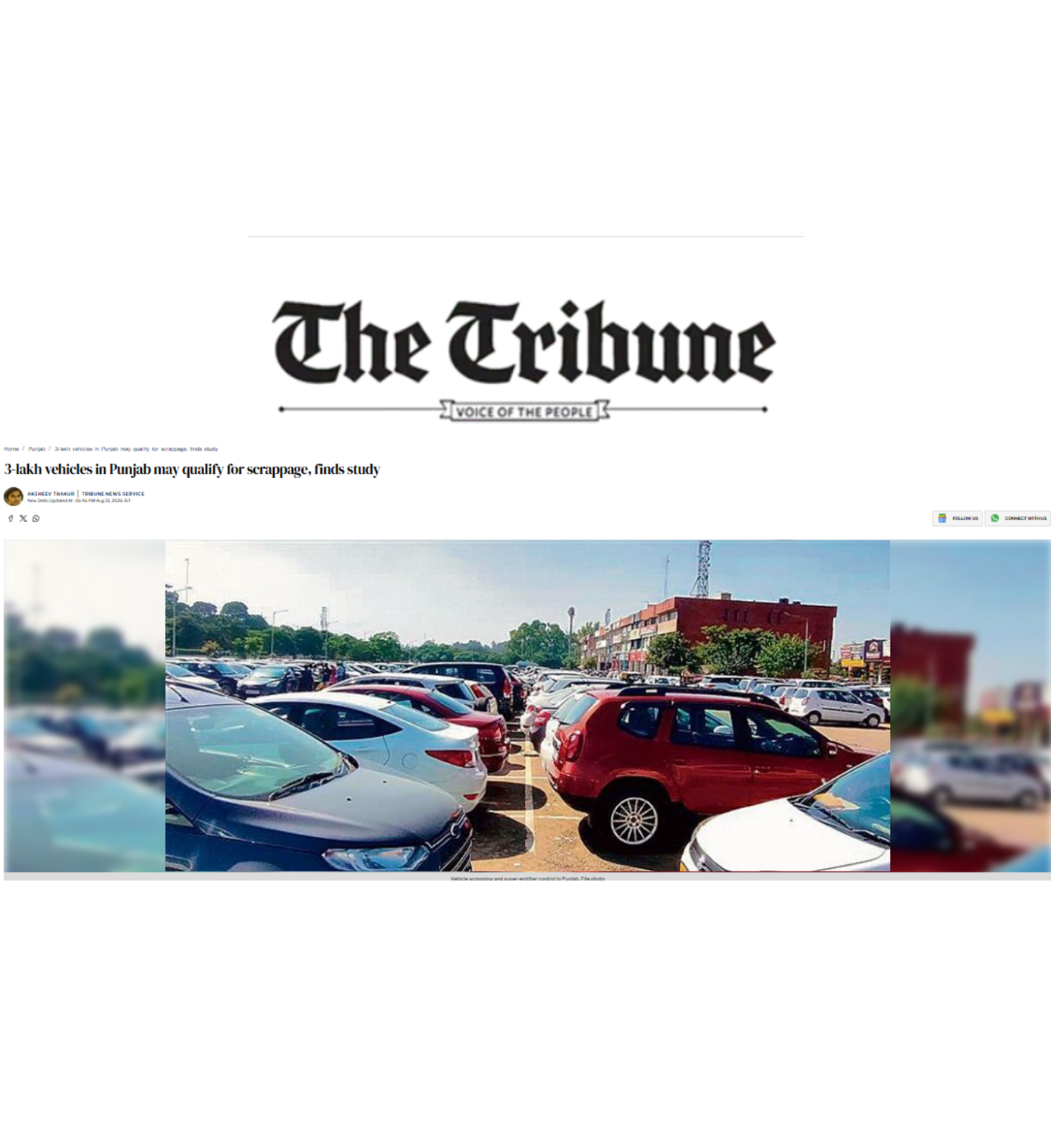 3 Lakh vehicles in Punjab may qualify for scrappage finds CSTEP study, Tribune India