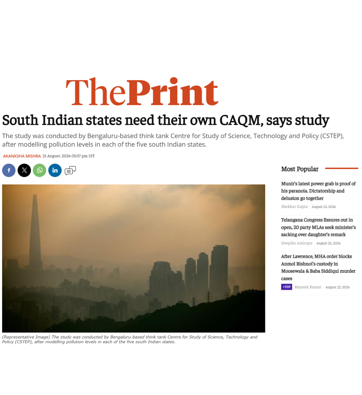 South Indian states need their own CAQM, says study, The Print